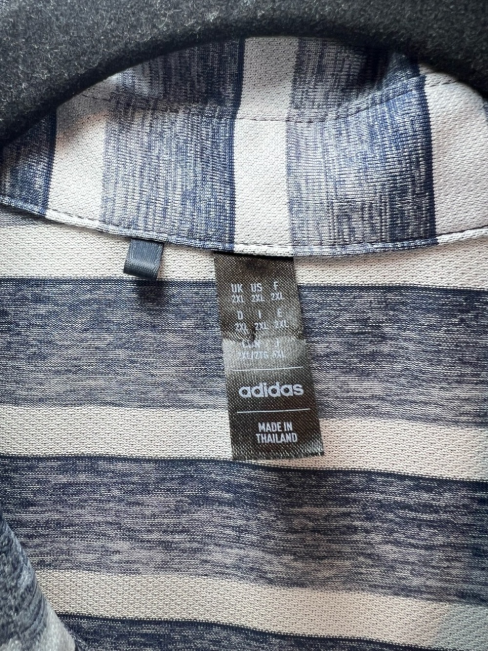 Adidas Golf Polo Shirt Navy Blue White Gradient Stripe Sweatwick Breathable 2XL - Picture 4 of 11